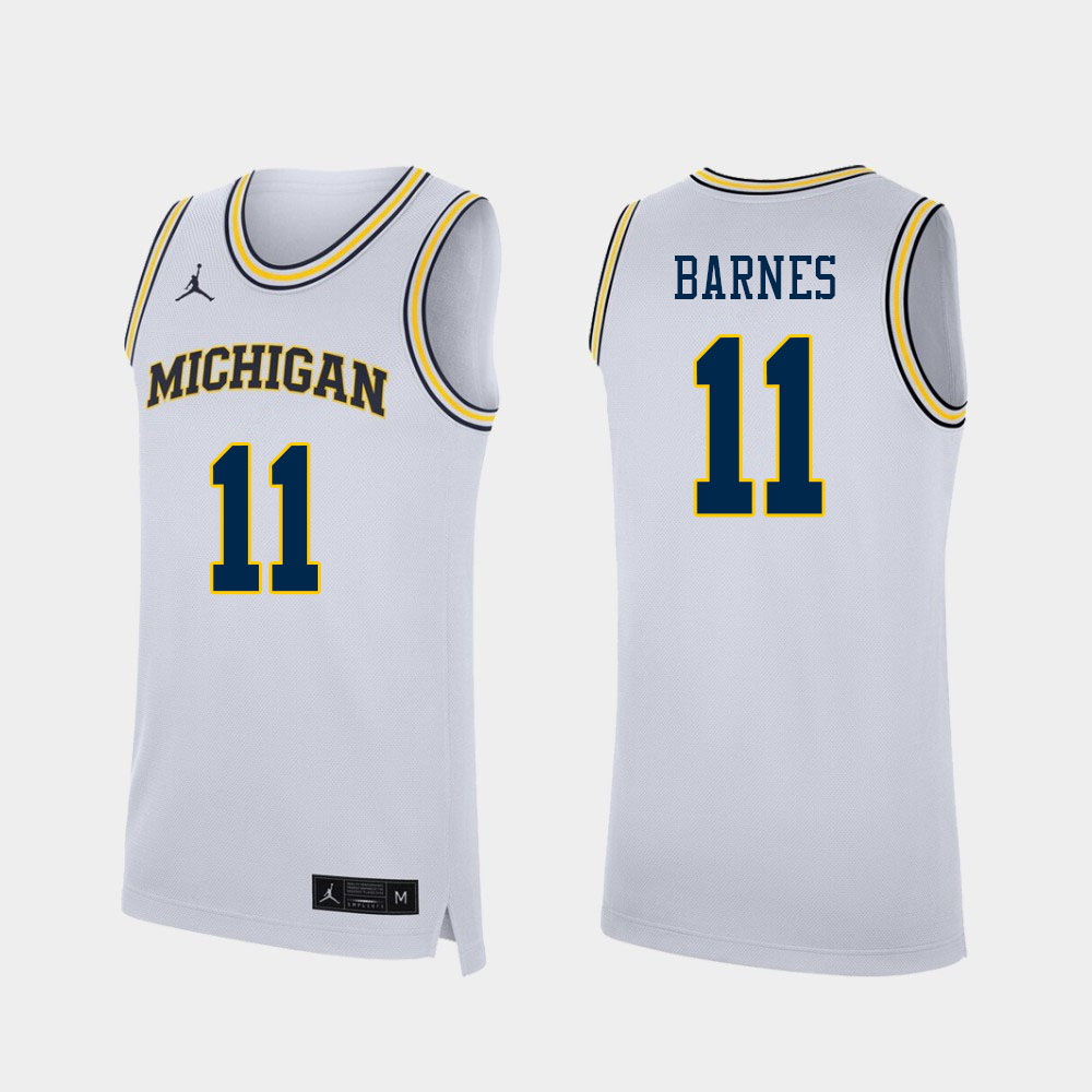 Men #11 Isaiah Barnes Michigan Wolverines College Basketball Jerseys Sale-White